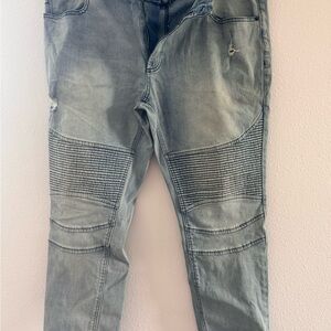 Men's Distressed Gray Jeans- American Raw